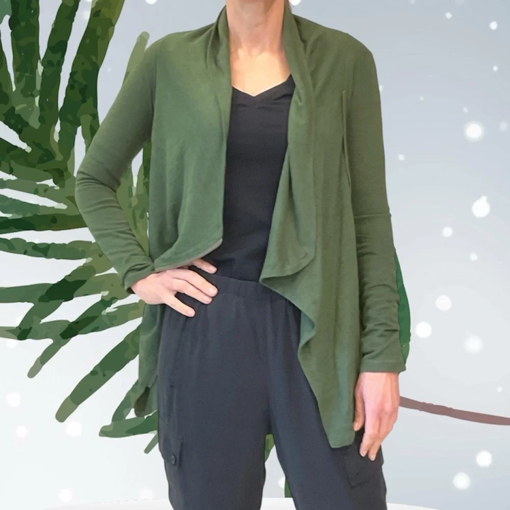 Staccato Green Stretch Cardigan / Jacket, Side Front Zip, Side Pockets, Sz S - Picture 1 of 14